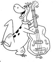 coloriage flintstones dino pierreafeu joue du violon